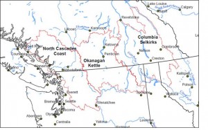 Three subregions identified by our workgroup in the transboundary region between Washington and British Columbia.